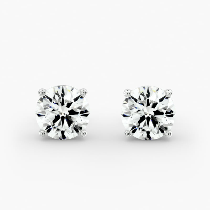 14K White Gold Four Prong Stud Earrings (Mounting)