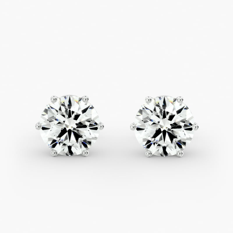 Platinum Scallop Basket Diamond Stud Earrings (Mounting)