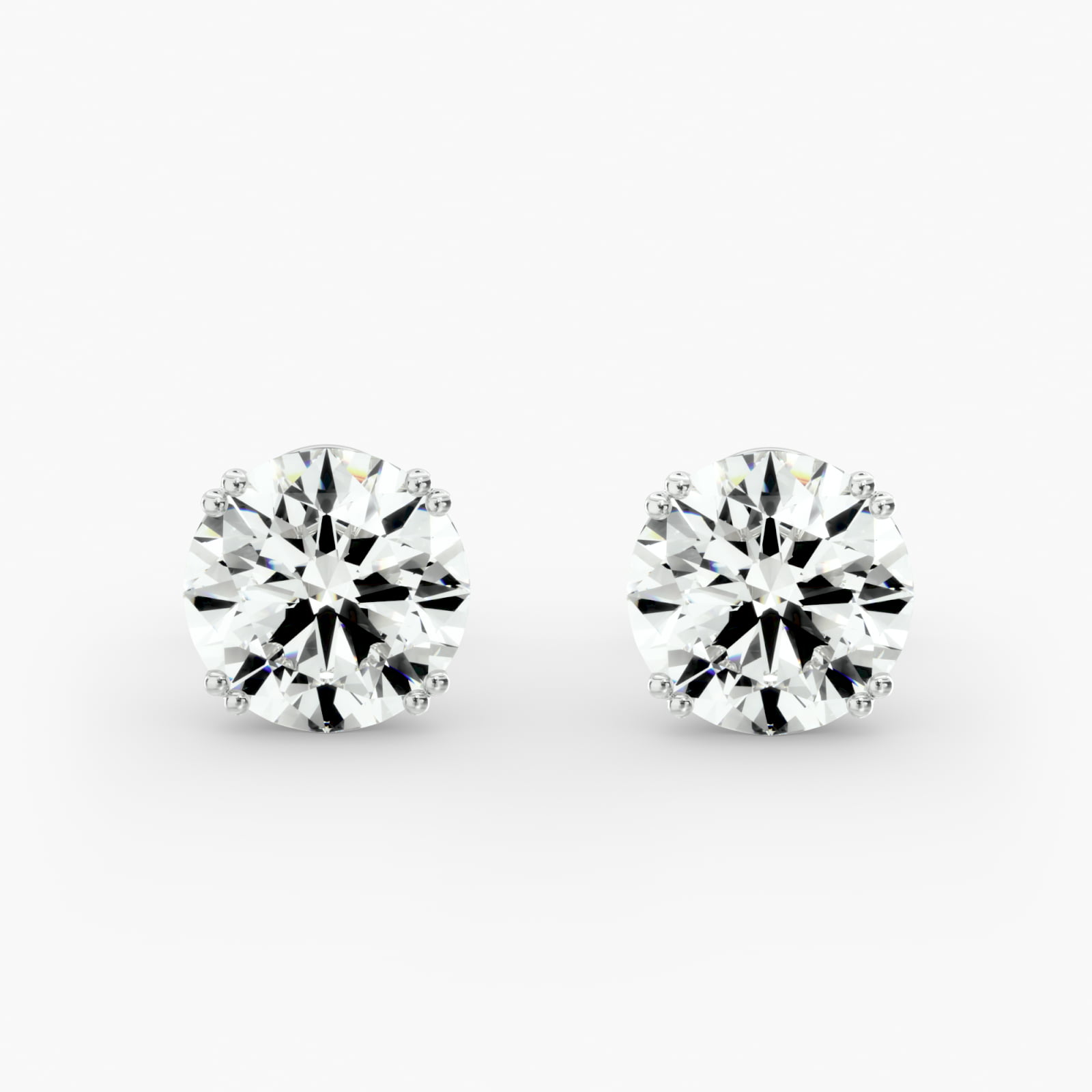 14K White Gold Pair of Double Prong Diamond Stud Earrings