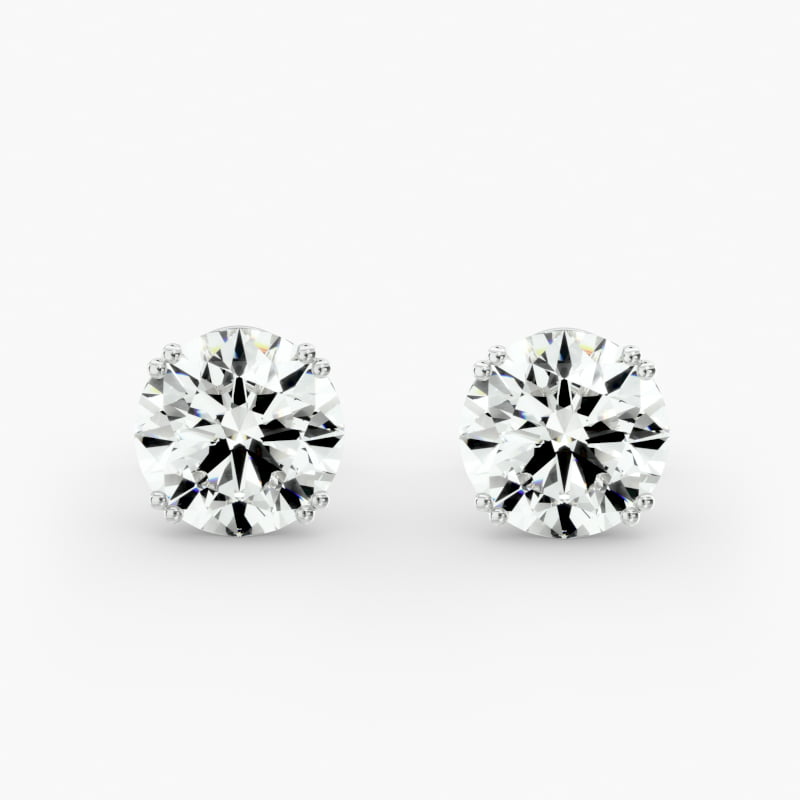 14K White Gold Pair of Double Prong Diamond Stud Earrings (Mounting)