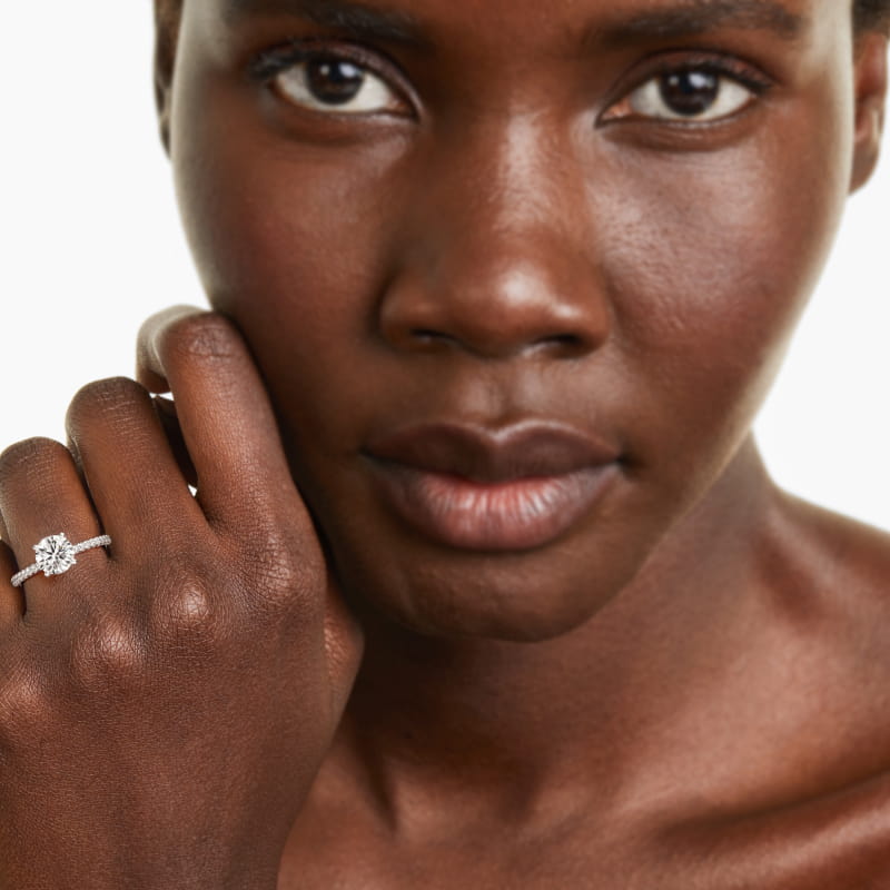 18K White Gold Petite Pavé Engagement Ring (Flush Fit)