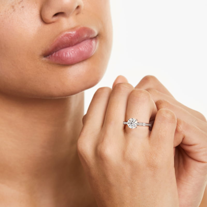 14K White Gold Channel Set Princess Cut Diamond Engagement Ring