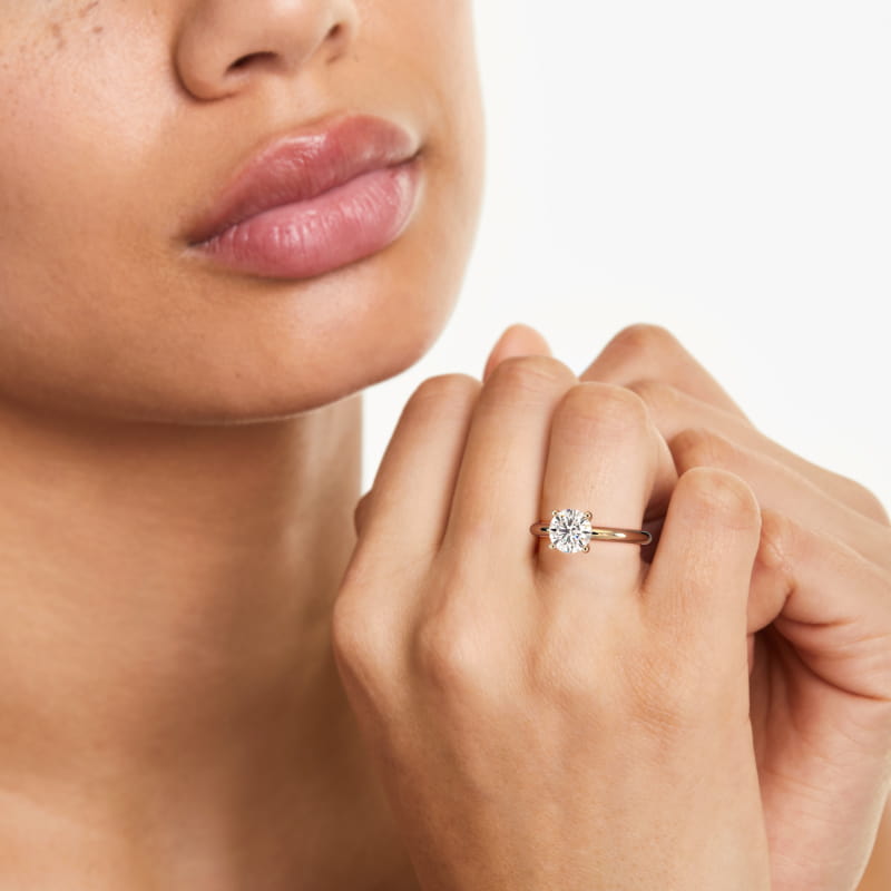 14K Yellow Gold Diamond Pavé Basket Engagement Ring