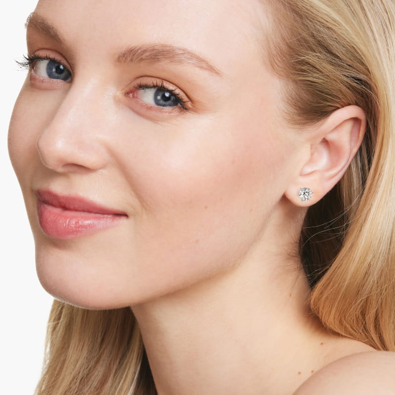 Platinum Three Prong Martini Stud Earrings (Mounting)