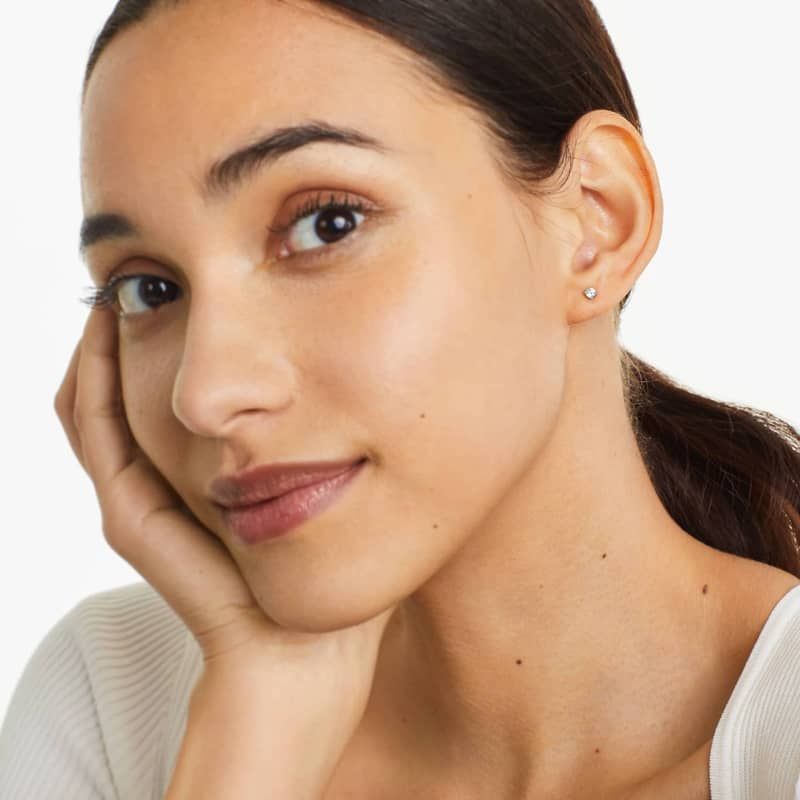 14K White Gold Four Prong Round Brilliant Lab-Grown Diamond Stud Earrings (0.25 CTW - F-G / VS2-SI1)