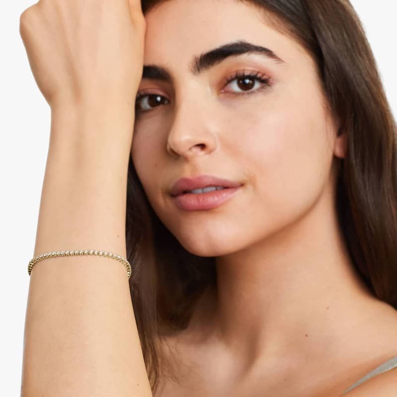 14K Yellow Gold 7 Inch Four Prong Lab-Grown Tennis Bracelet (2 CTW - F-G / VS2-SI1)