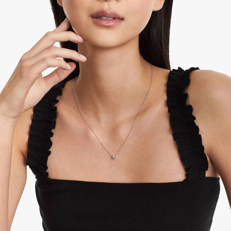 14K White Gold Four Prong Basket Solitaire Lab-Grown Diamond Pendant (0.50 CTW - F-G /VS2-SI1)