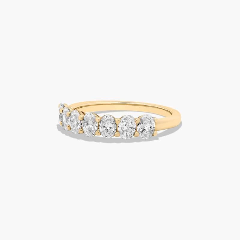 Seven Stone Anniversary Ring With 1 CTW Oval Cut Lab-Grown Diamonds In 14K Yellow Gold (2.00mm)