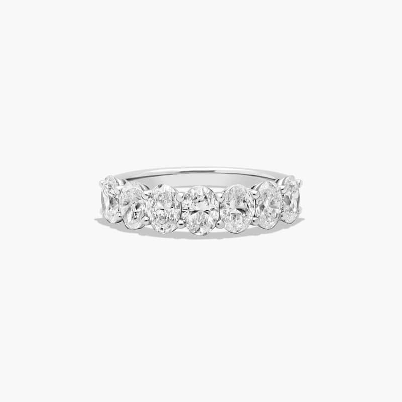 14K White Gold Seven Stone Oval Shape Lab-Grown Diamond Ring (2.00 CTW - F-G / VS2-SI1)