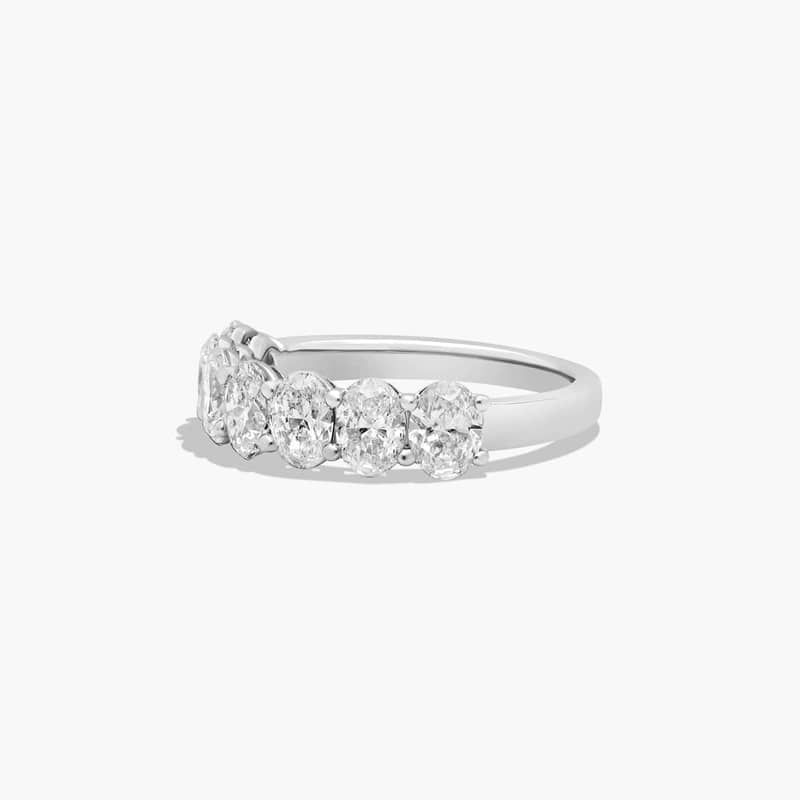 14K White Gold Seven Stone Oval Shape Lab-Grown Diamond Ring (2.00 CTW - F-G / VS2-SI1)