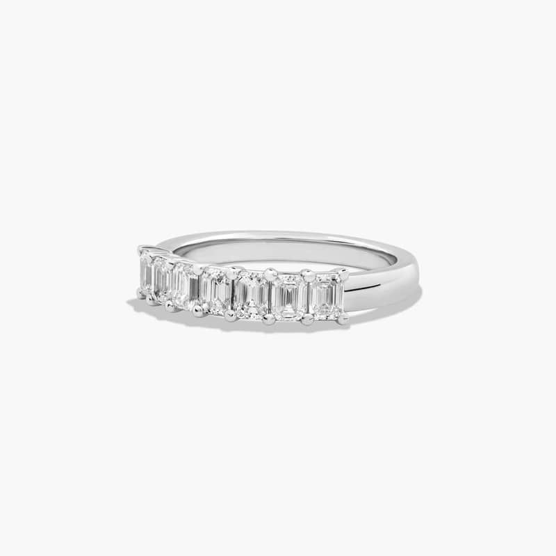 Seven Stone Anniversary Ring With 1 CTW Emerald Cut Lab-Grown Diamonds In 14K White Gold (2.00mm)