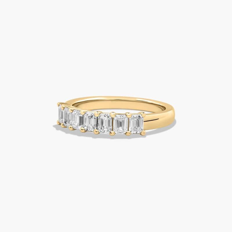 Seven Stone Anniversary Ring With 1 CTW Emerald Cut Lab-Grown Diamonds In 14K Yellow Gold (2.00mm)