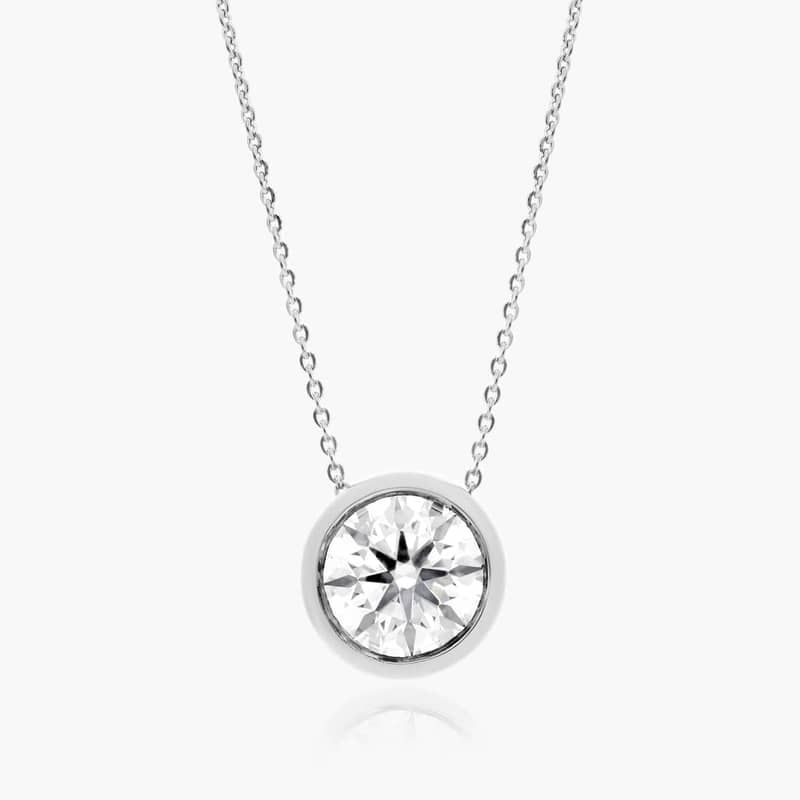 14K White Gold Bezel Lab-Grown Diamond Pendant (1.00 CTW - F-G / VS2-SI1)