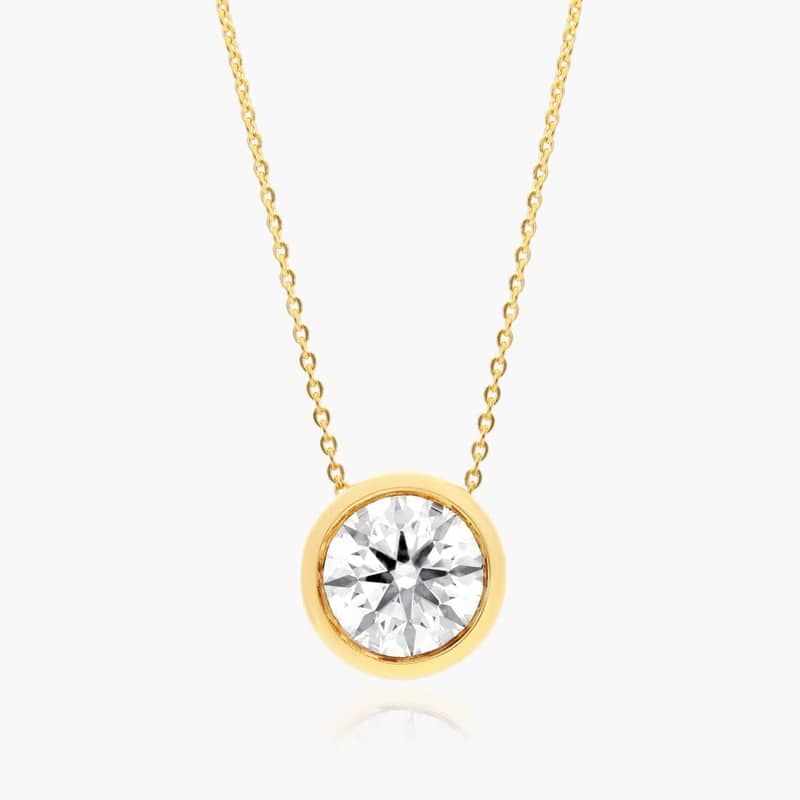 14K Yellow Gold Bezel Lab-Grown Diamond Pendant (1.00 CTW - F-G / VS2-SI1)