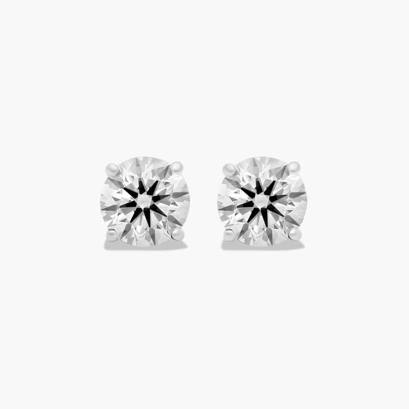 Platinum Four Prong Round Brilliant Diamond Stud Earrings (1.50 CTW - H-I / SI1-SI2)
