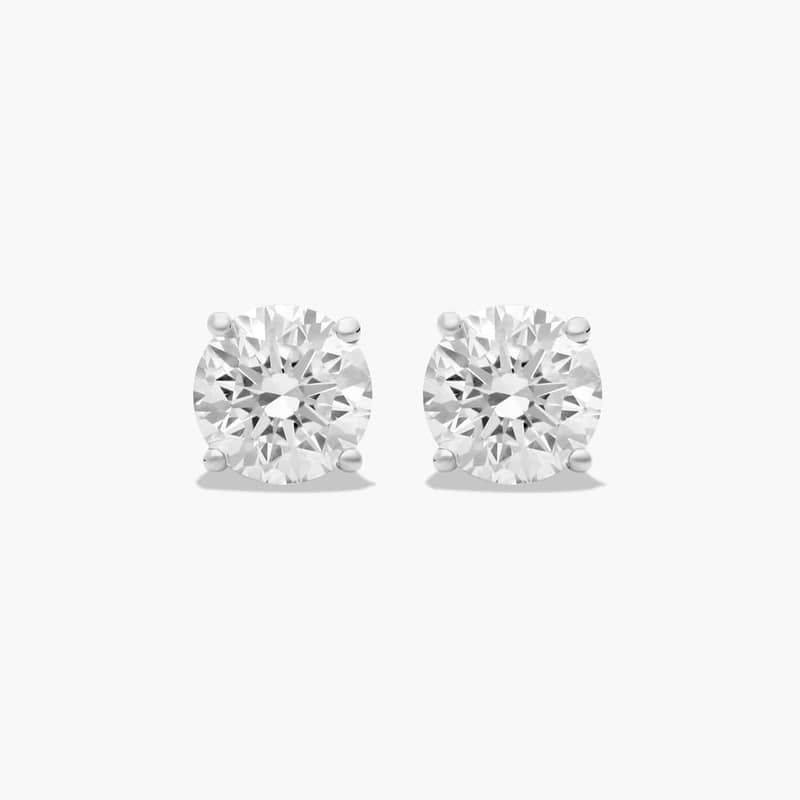 14K White Gold Four Prong Round Brilliant Lab-Grown Diamond Stud Earrings (2.00 CTW - F-G / VS2-SI1)
