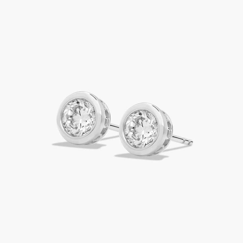 Platinum Bezel Diamond Stud Earrings 1.00 CTW H I SI1 SI2 37541p04b