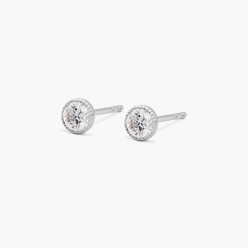 14K White Gold Milgrain Bezel Lab-Grown Diamond Stud Earrings (0.25 CTW - F-G / VS2-SI1)
