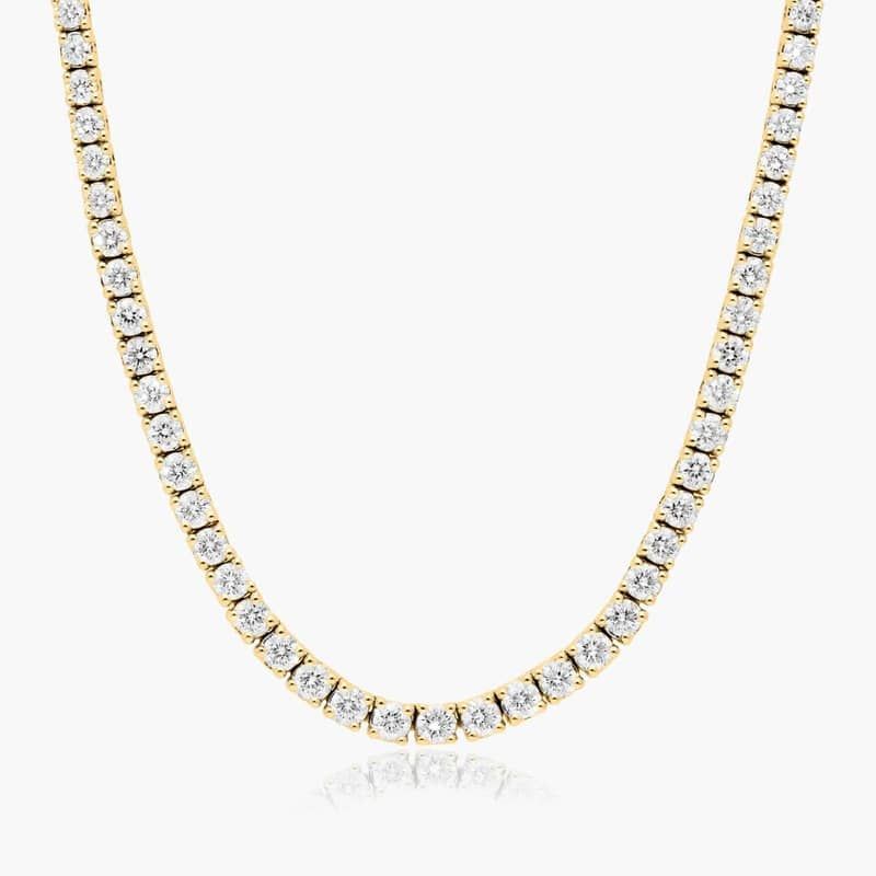14K Yellow Gold Lab-Grown Diamond Half Tennis Necklace ( 3.00 CTW - F-G / VS1-VS2)