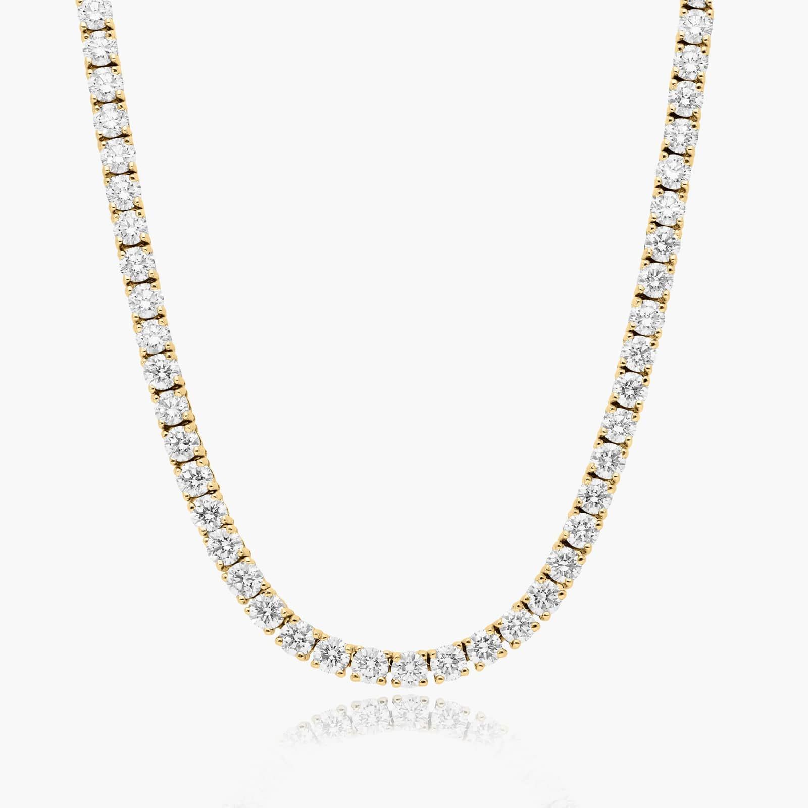 Stunning 4mm 1 Row Tennis Necklace - 14K Rose Gold Finish, Pink Lab Diamonds, 18 Inches