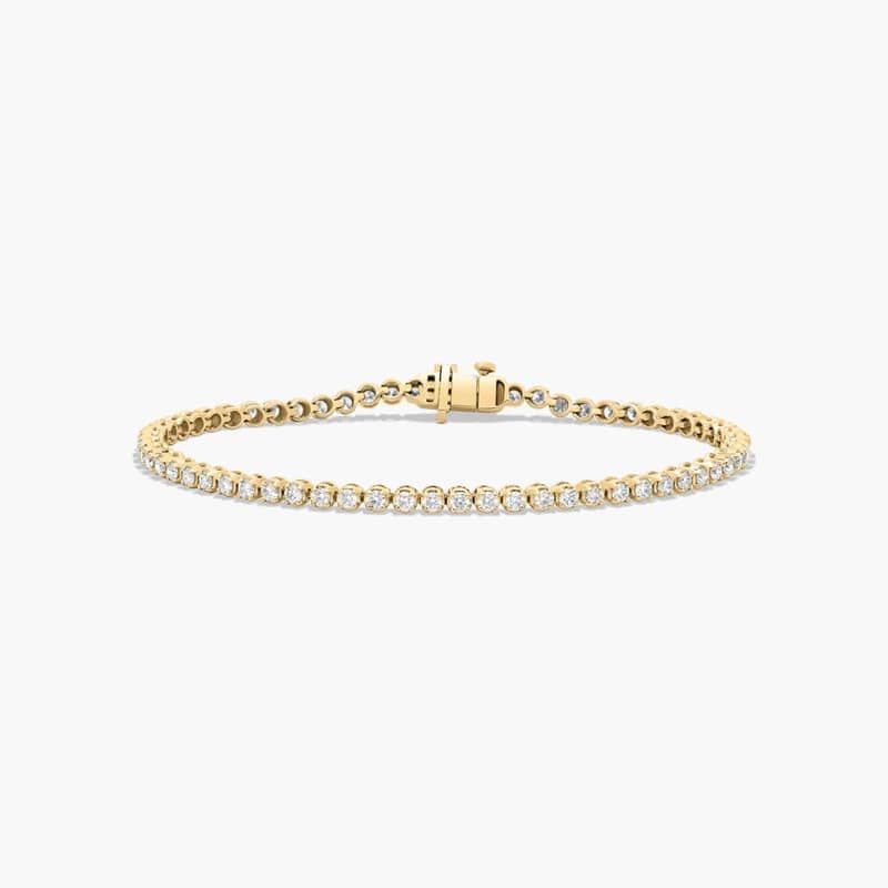 14K Yellow Gold 7 Inch Four Prong Lab-Grown Tennis Bracelet (2 CTW - F-G / VS2-SI1)