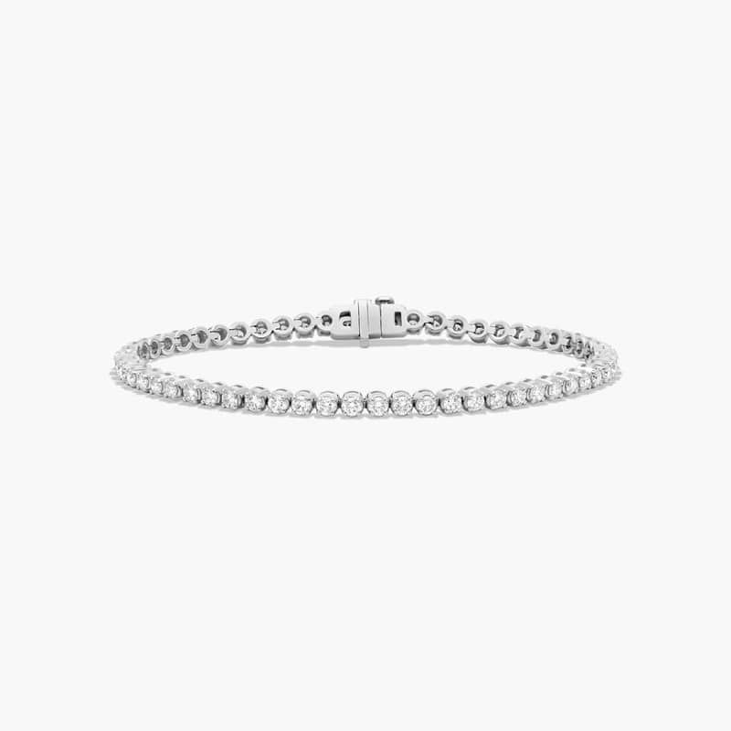 14K White Gold 7 Inch Four Prong Lab-Grown Diamond Tennis Bracelet (3 CTW - F-G / VS2-SI1)