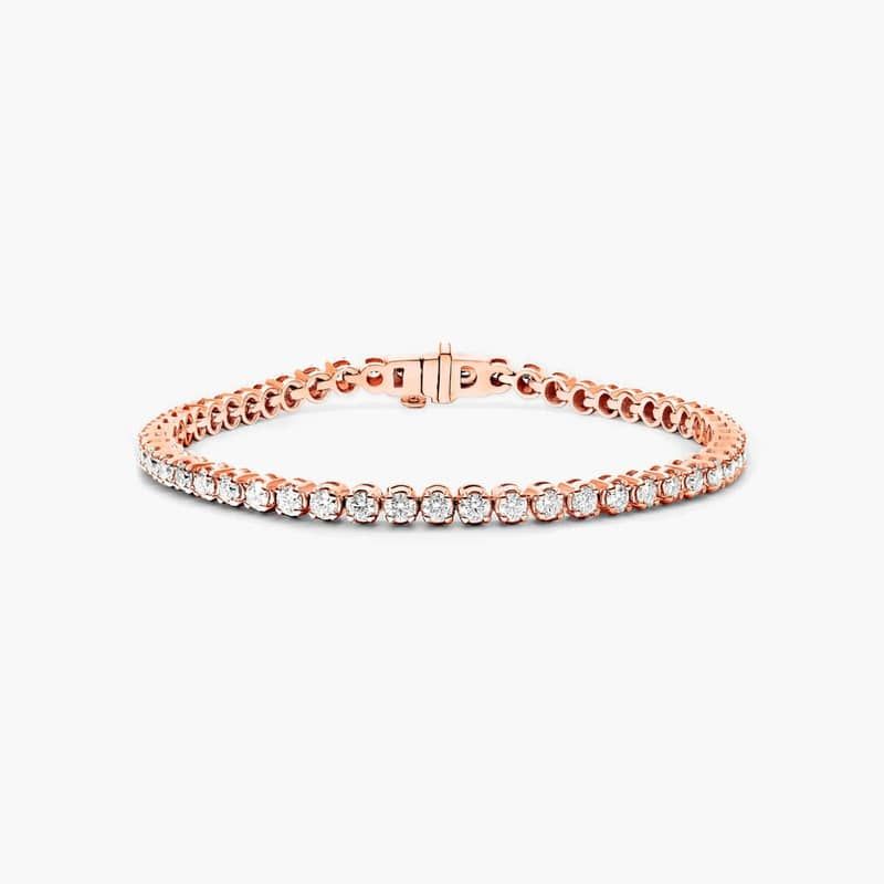 14K Rose Gold 7 Inch Four Prong Diamond Tennis Bracelet (4 CTW - H-I / SI1-SI2)