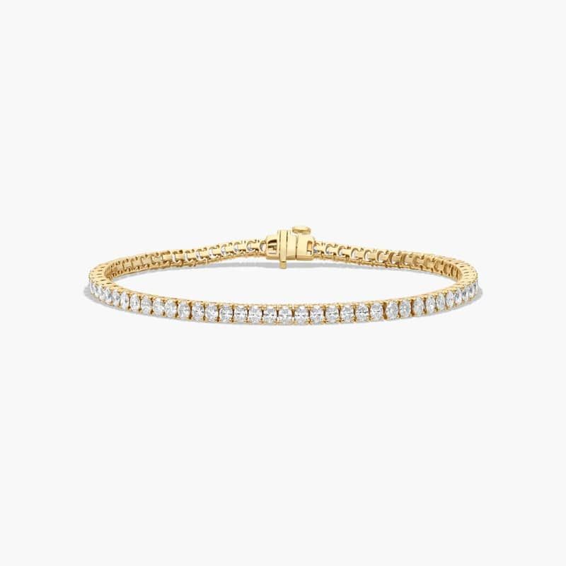 14K Yellow Gold Oval Shape Lab-Grown Diamond Tennis Bracelet (5.00 CTW - F-G / VS2-SI1)