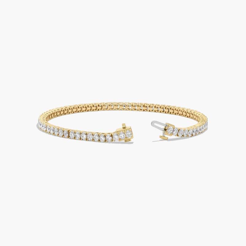 14K Yellow Gold Oval Shape Lab-Grown Diamond Tennis Bracelet (5.00 CTW - F-G / VS2-SI1)