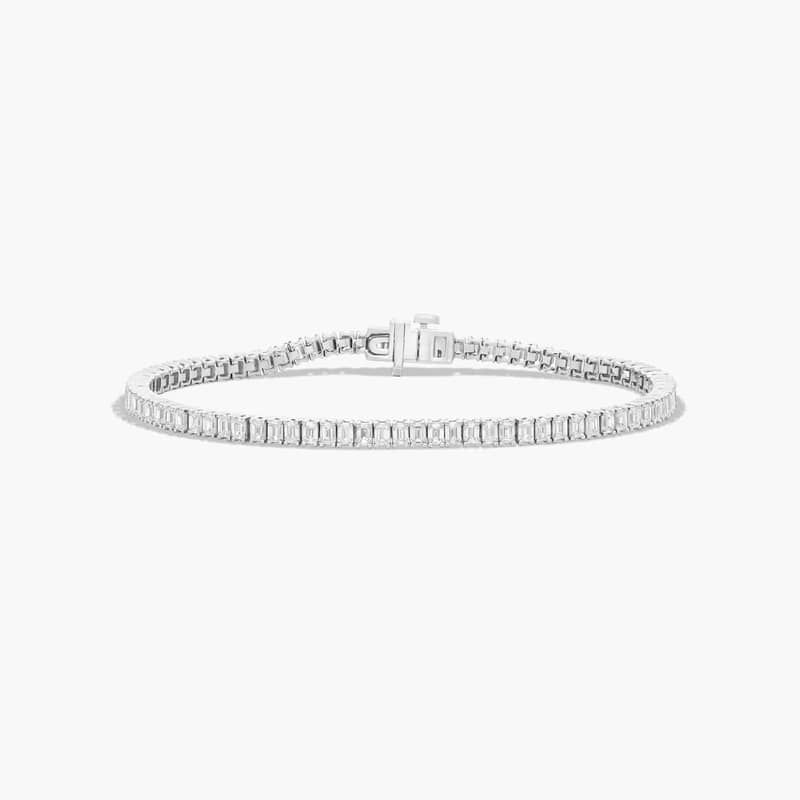 Tennis Bracelet With 5 CTW Emerald Cut Lab-Grown Diamonds In 14K White Gold (7")
