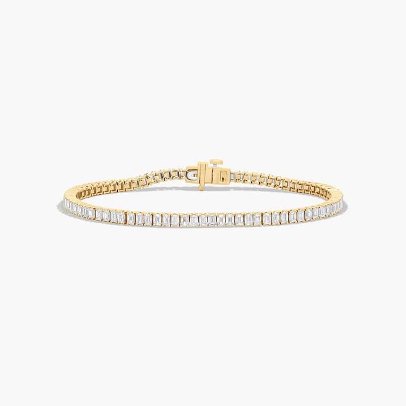 Tennis Bracelet With 5 CTW Emerald Cut Lab-Grown Diamonds In 14K Yellow Gold (7")