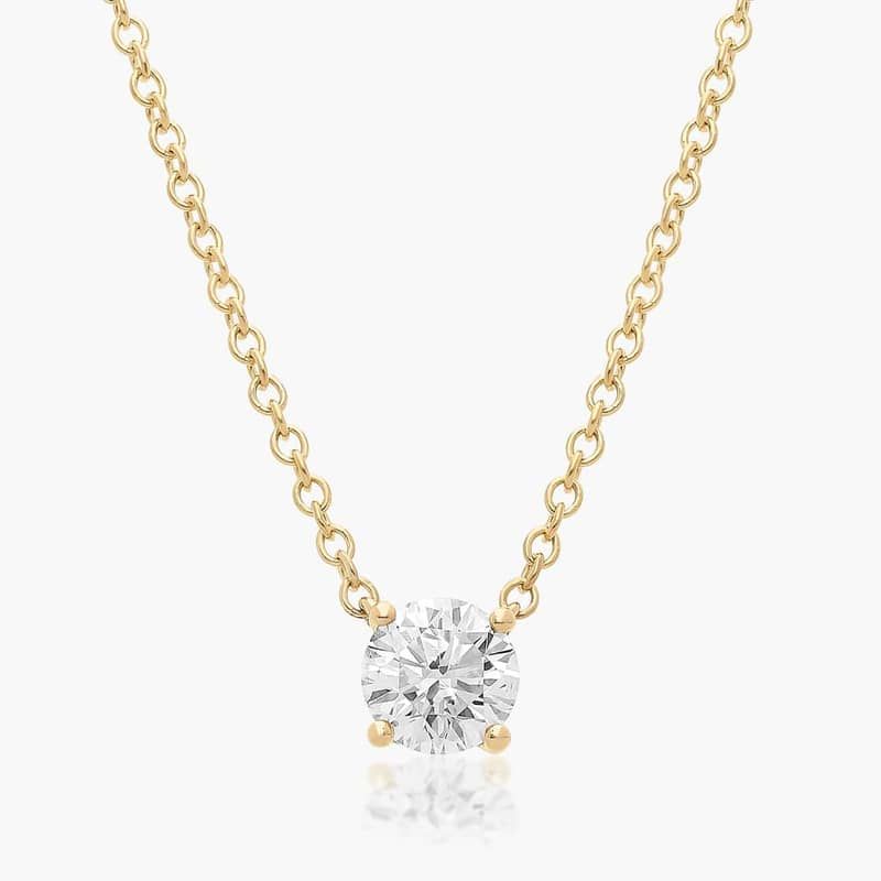 14K Yellow Gold Four Prong Basket Solitaire Lab-Grown Diamond Pendant (0.50 CTW - F-G / VS2-SI1)