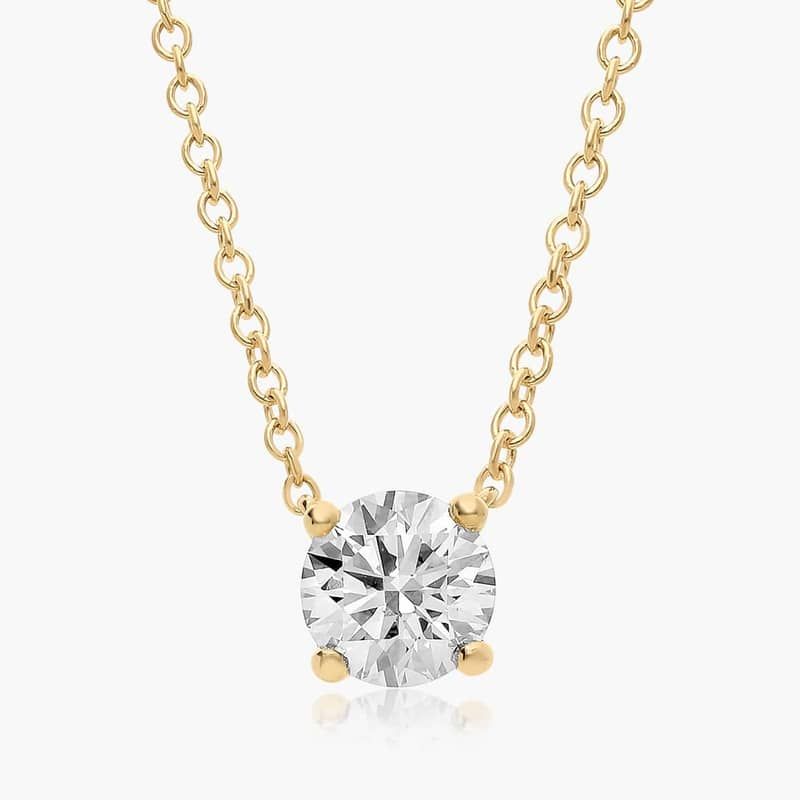 14K Yellow Gold Four Prong Basket Solitaire Lab-Grown Diamond Pendant (1.00 CTW - F-G / VS2-SI1)