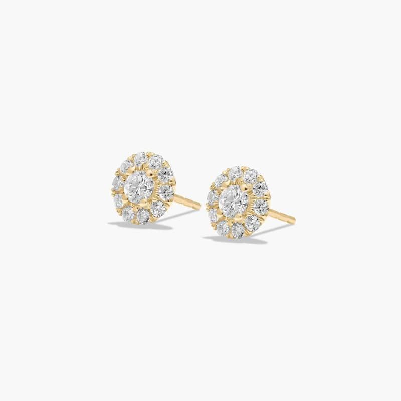 Halo 0.5 CTW Lab-Grown Diamond Stud Earrings In 14K Yellow Gold