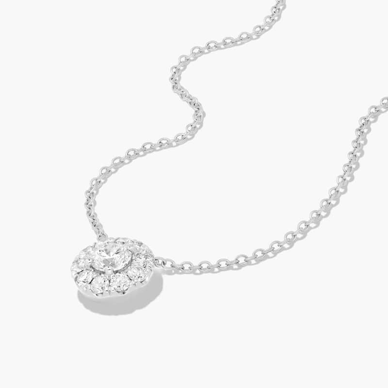 14K White Gold Halo Lab-Grown Diamond Pendant (0.50 CTW - F-G / VS2-SI1)