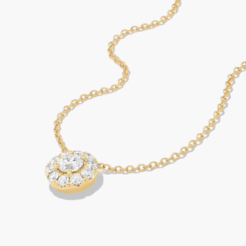 14K Yellow Gold Halo Lab-Grown Diamond Pendant (0.50 CTW - F-G / VS2-SI1)