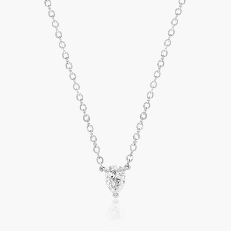 14K White Gold Pear Cut Lab-Grown Diamond Solitaire Pendant (0.25 CTW - F-G / VS2-SI1)