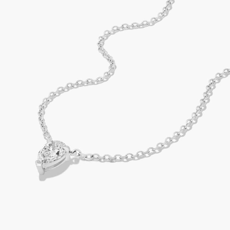 14K White Gold Pear Cut Lab-Grown Diamond Solitaire Pendant (0.25 CTW - F-G / VS2-SI1)