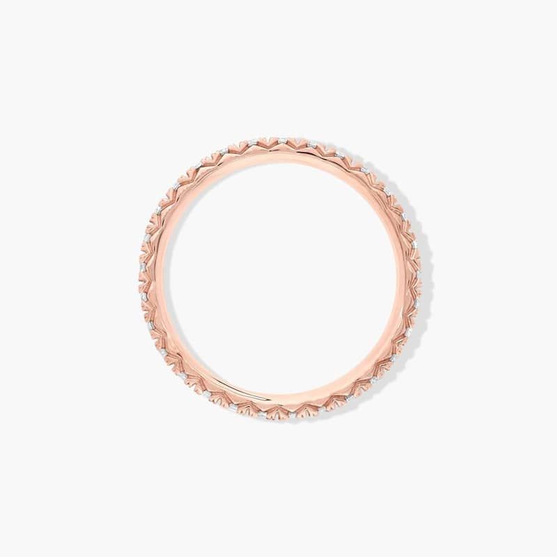 14K Rose Gold Thin French Cut Pavé Set Diamond Eternity Wedding Ring
