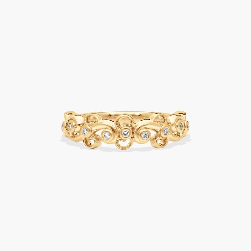 18K Yellow Gold Blossoming Vine Diamond Wedding Ring