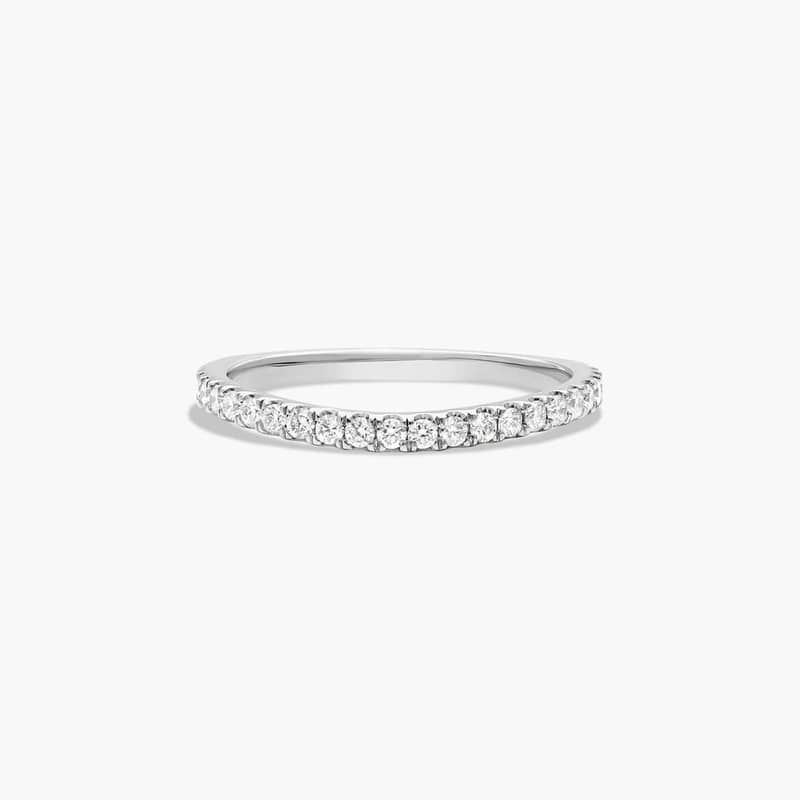 Platinum Slightly Curved Round Diamond Wedding Ring