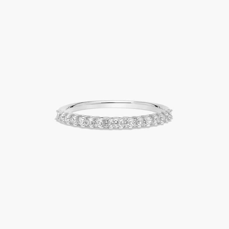Platinum Thirteen Stone Shared Prong Contour Matching Wedding Band