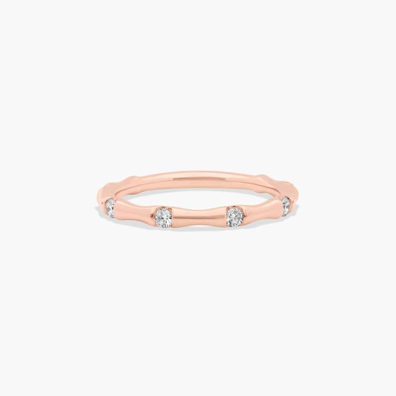 14K Rose Gold Bamboo Diamond Ring