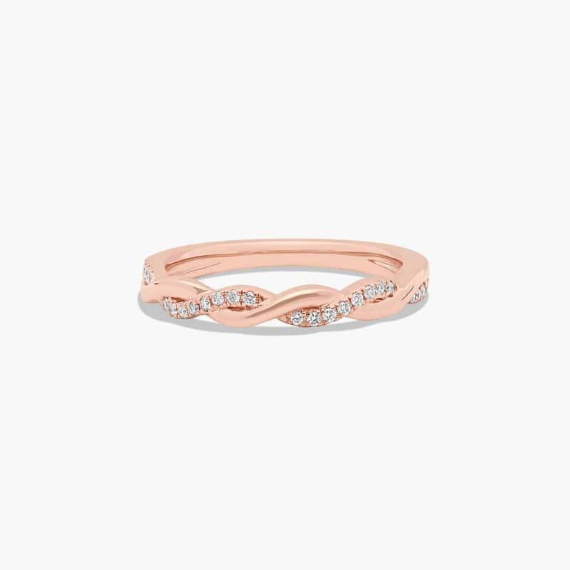 14K Rose Gold Interlaced Pavé Diamond Wedding Ring