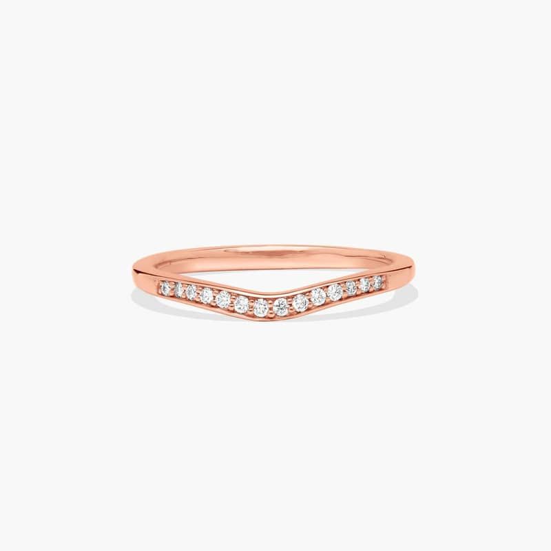 14K Rose Gold Petite Pavé Curved Matching Wedding Ring