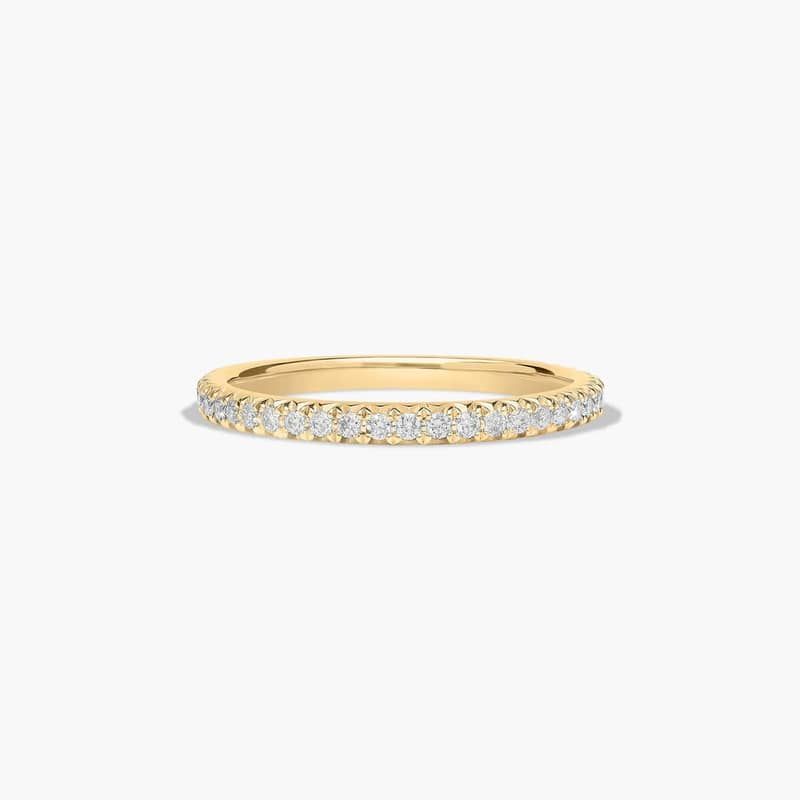 18K Yellow Gold Matching Contour Pavé Wedding Ring