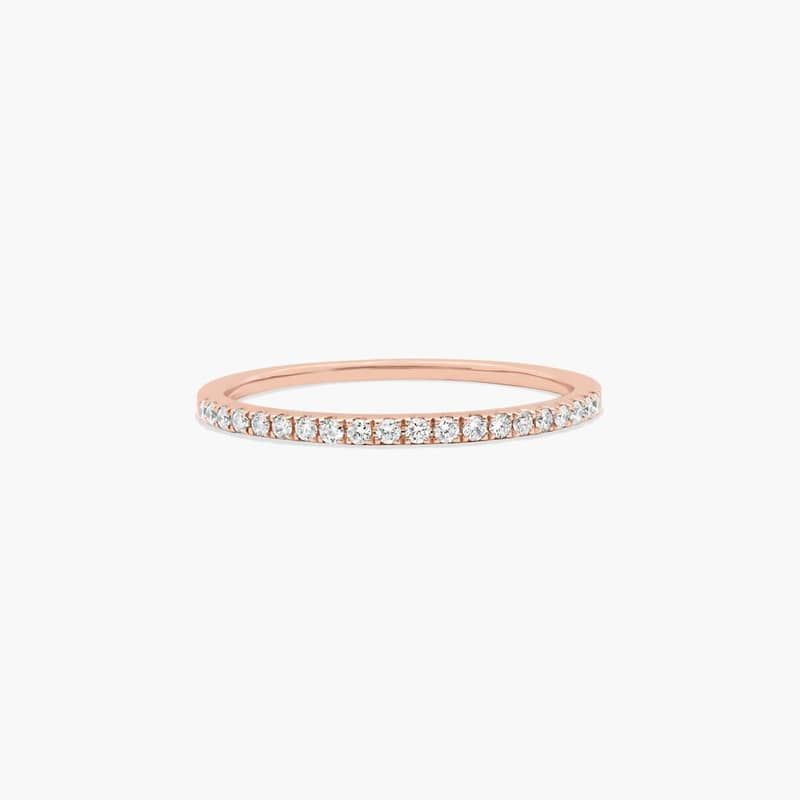 14K Rose Gold Single Row Diamond Ring