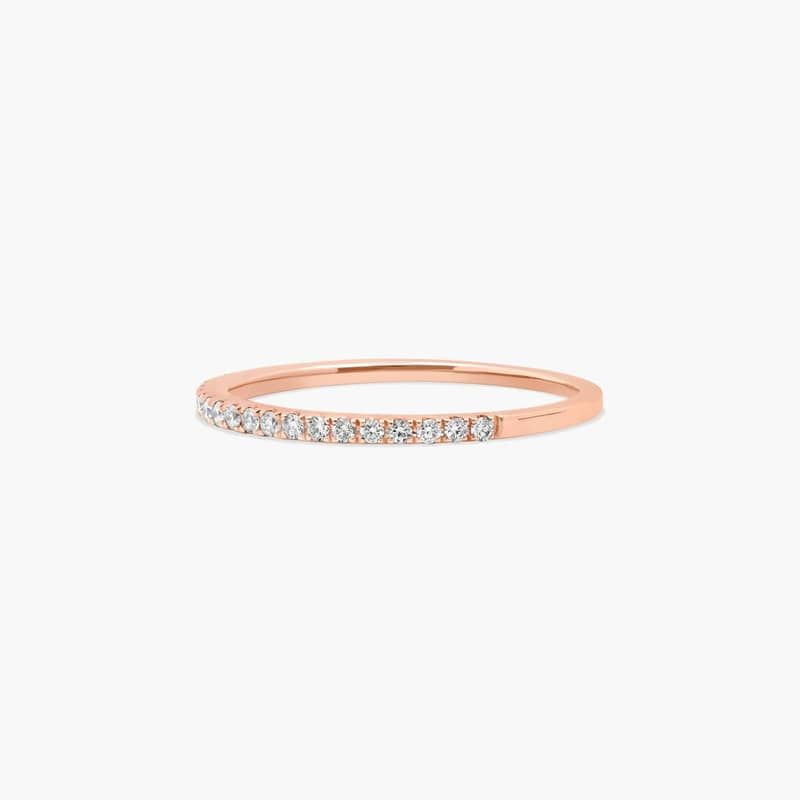 14K Rose Gold Single Row Diamond Ring