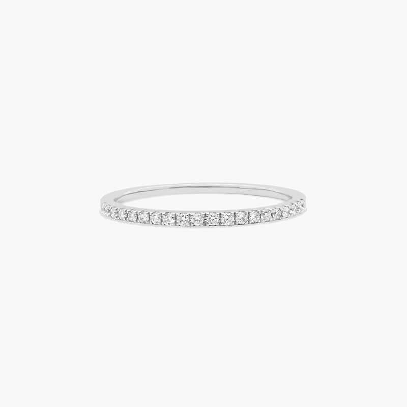 14K White Gold Single Row Diamond Ring