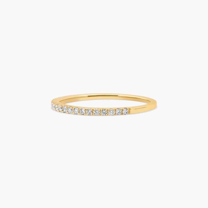 14K Yellow Gold Single Row Diamond Ring